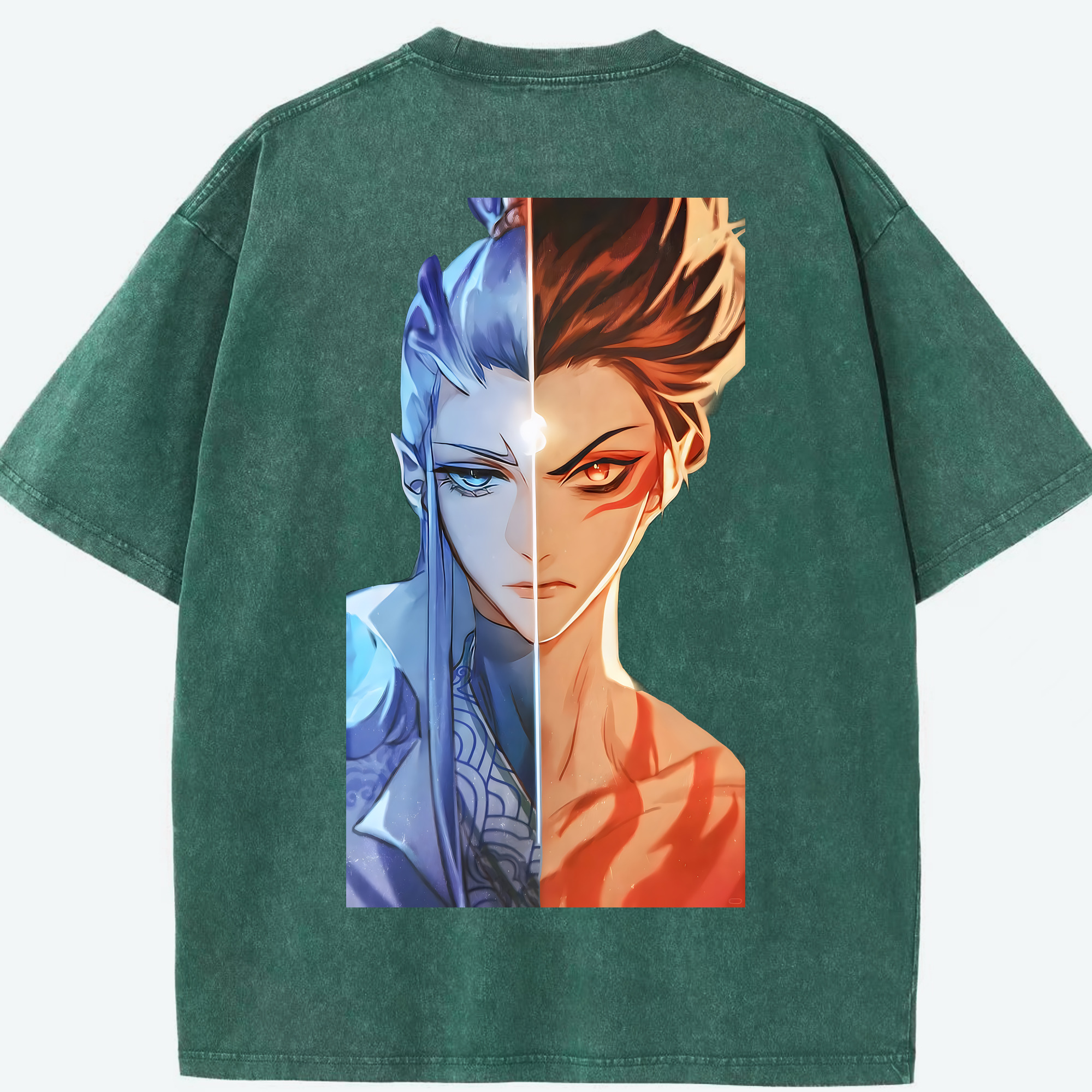 （画像用） Ne Zha 2 ナタ 魔童の大暴れ 綿100% ヴィンテージ風 半袖Tシャツ（背面プリント）
